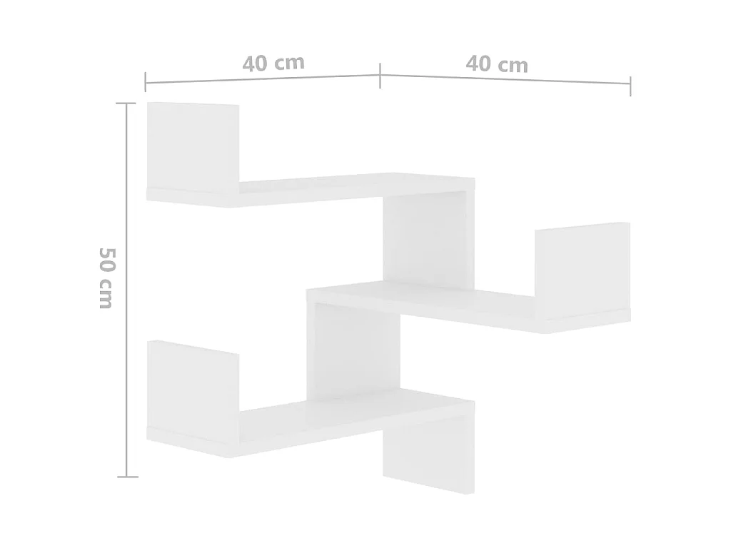Étagère murale d'angle 2 pcs Blanc 40x40x50