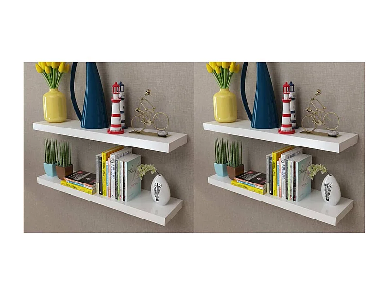 Étagères murales 4 pcs Blanc 80cm