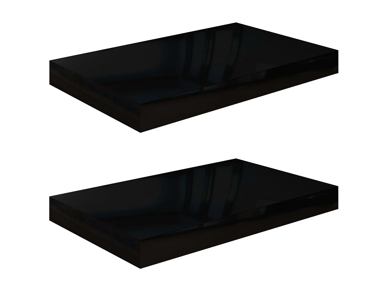 Étagère murale flottante 2 pcs Noir brillant 40x23x3,8 MDF