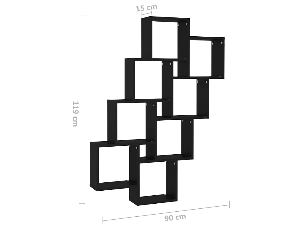 Étagère cube murale Noir 90x15x119