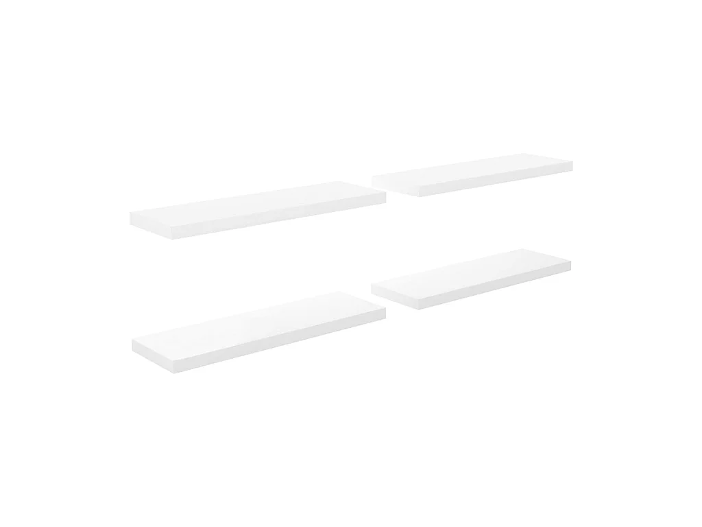 Étagère murale flottante 4 pcs Blanc brillant 80x23,5x3,8 MDF