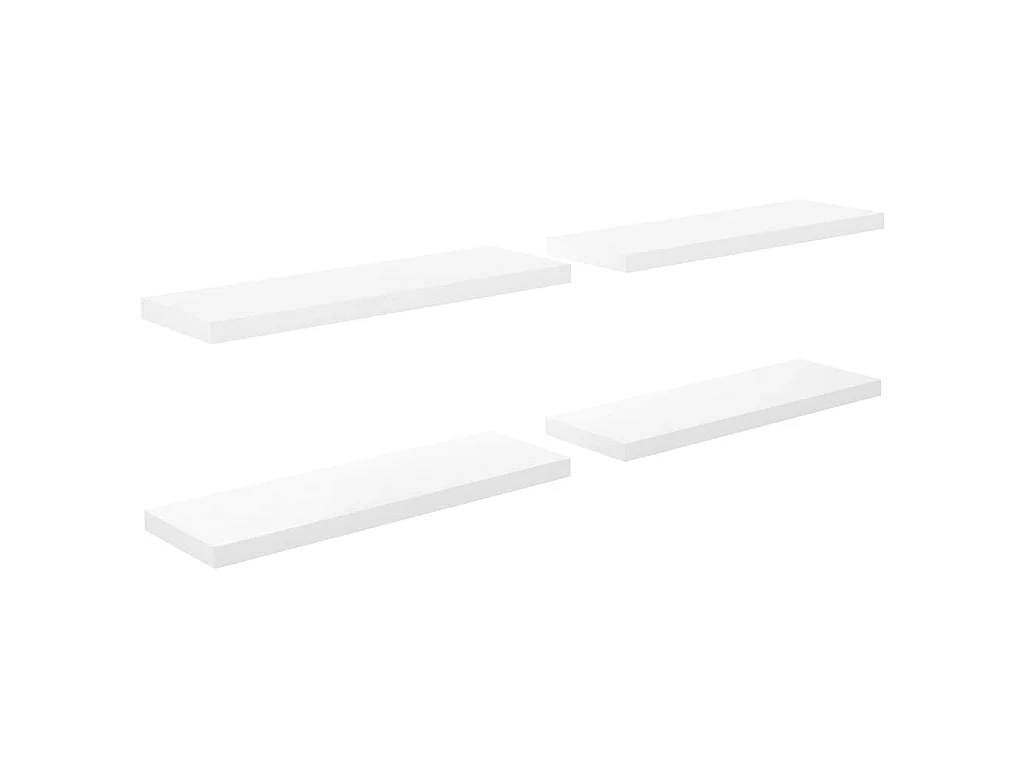 Étagère murale flottante 4 pcs Blanc brillant 80x23,5x3,8 MDF