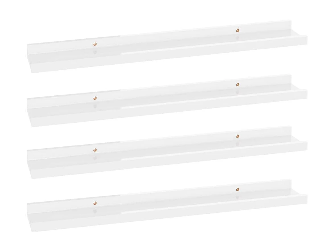 Étagères murales 4 pcs Blanc brillant 60x9x3