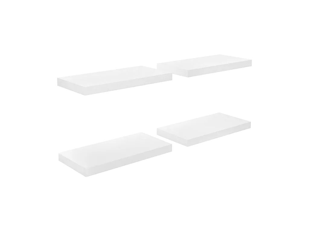 Étagère murale flottante 4 pcs Blanc brillant 50x23x3,8 MDF