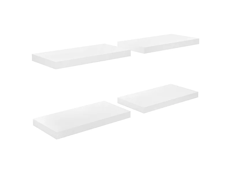 Étagère murale flottante 4 pcs Blanc brillant 50x23x3,8 MDF