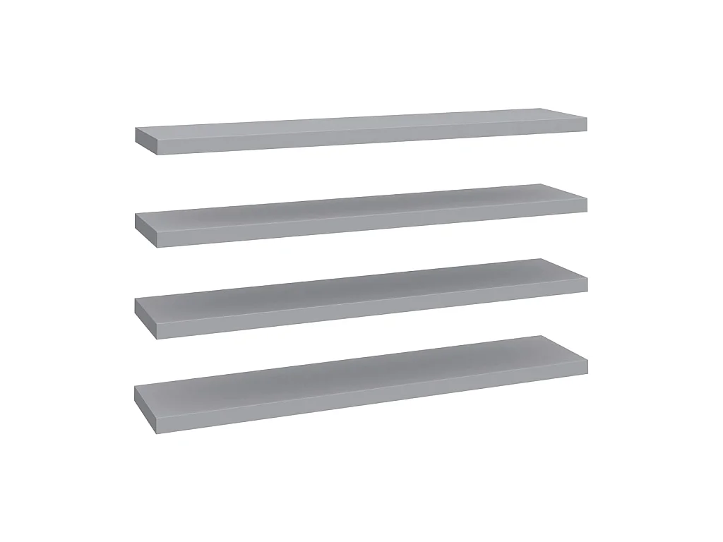 Étagères murales flottantes 4 pcs Gris 120x23,5x3,8 MDF