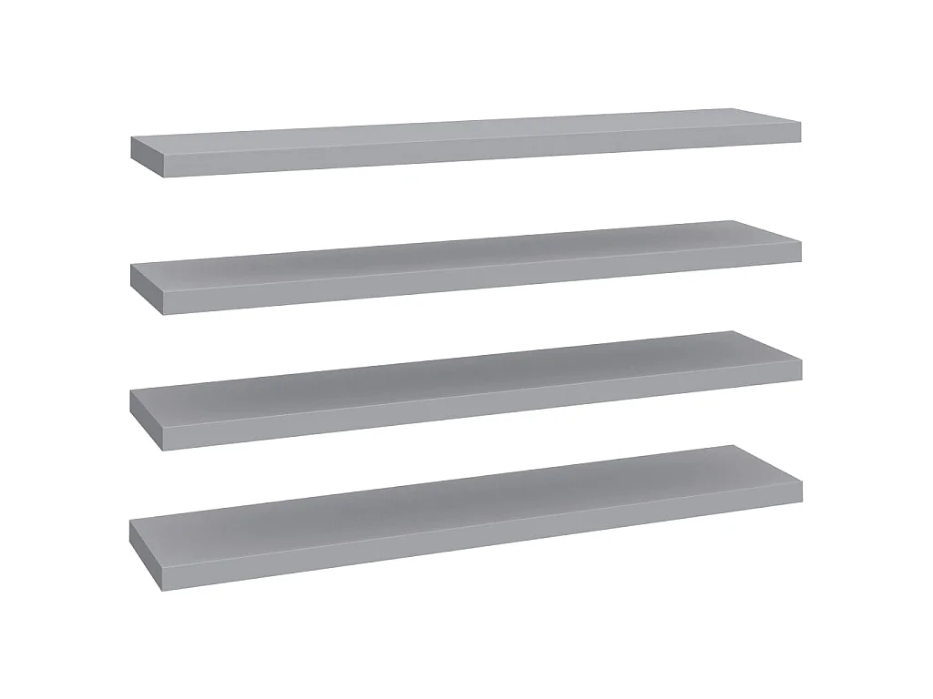 Étagères murales flottantes 4 pcs Gris 120x23,5x3,8 MDF
