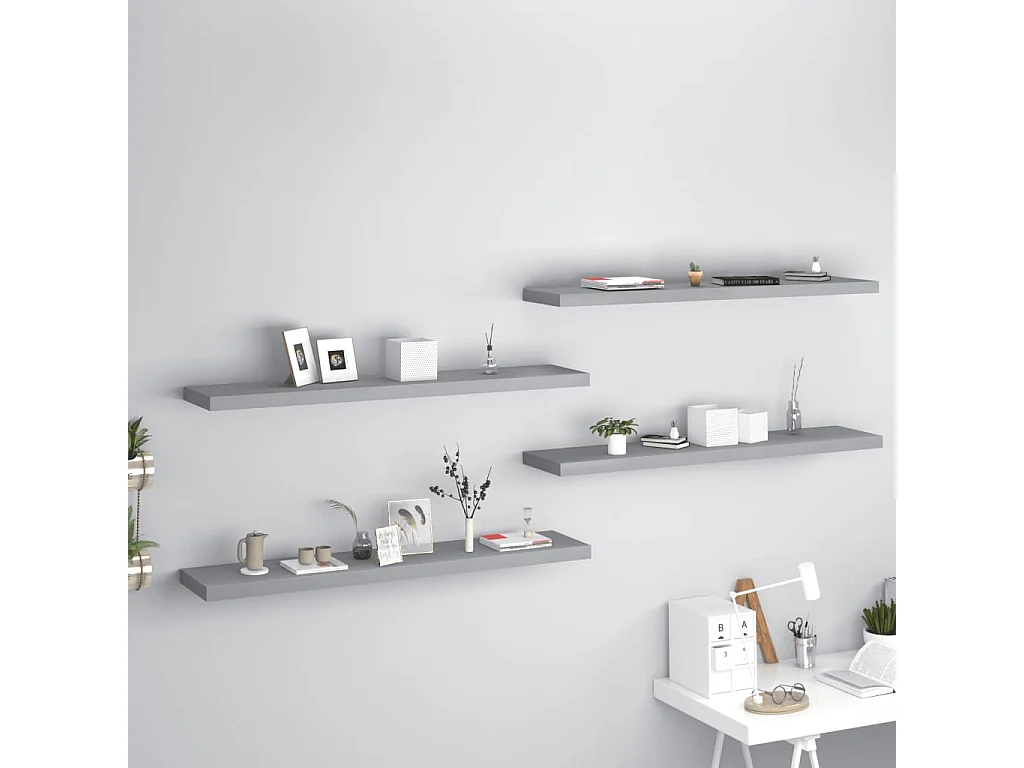 Étagères murales flottantes 4 pcs Gris 120x23,5x3,8 MDF