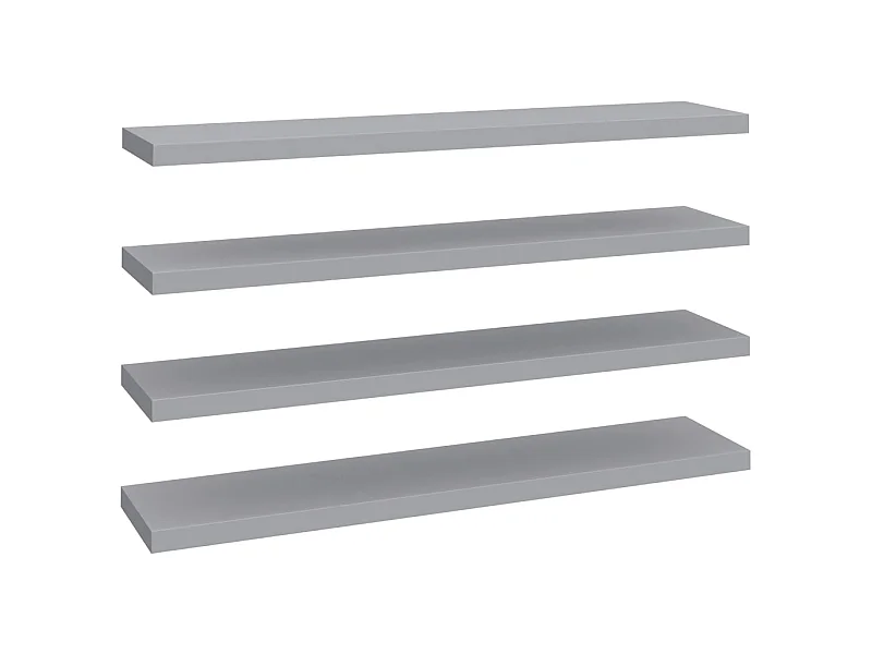 Étagères murales flottantes 4 pcs Gris 120x23,5x3,8 MDF