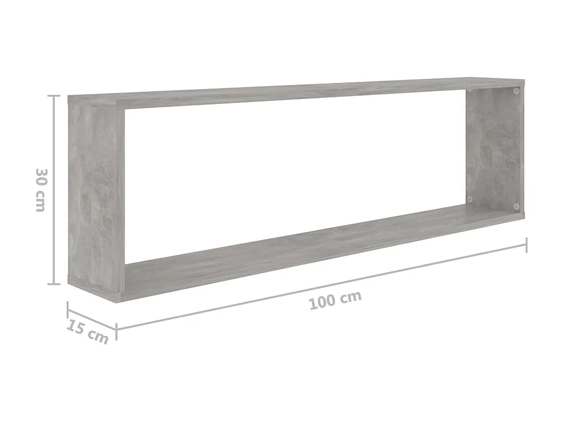 Étagères cube murales 2 pcs Gris béton 100x15x30