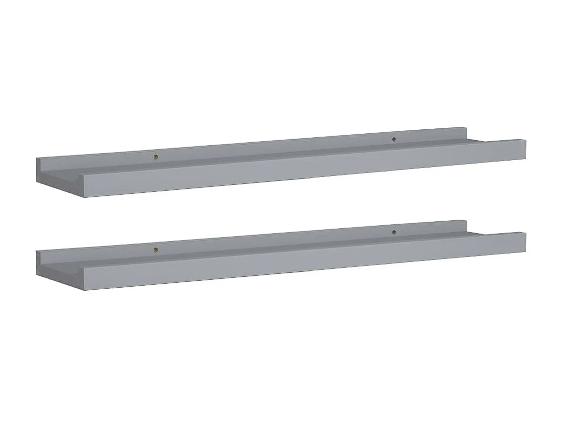 Étagères à rebord pour cadre photo 2 pcs Gris 60x9x3 MDF