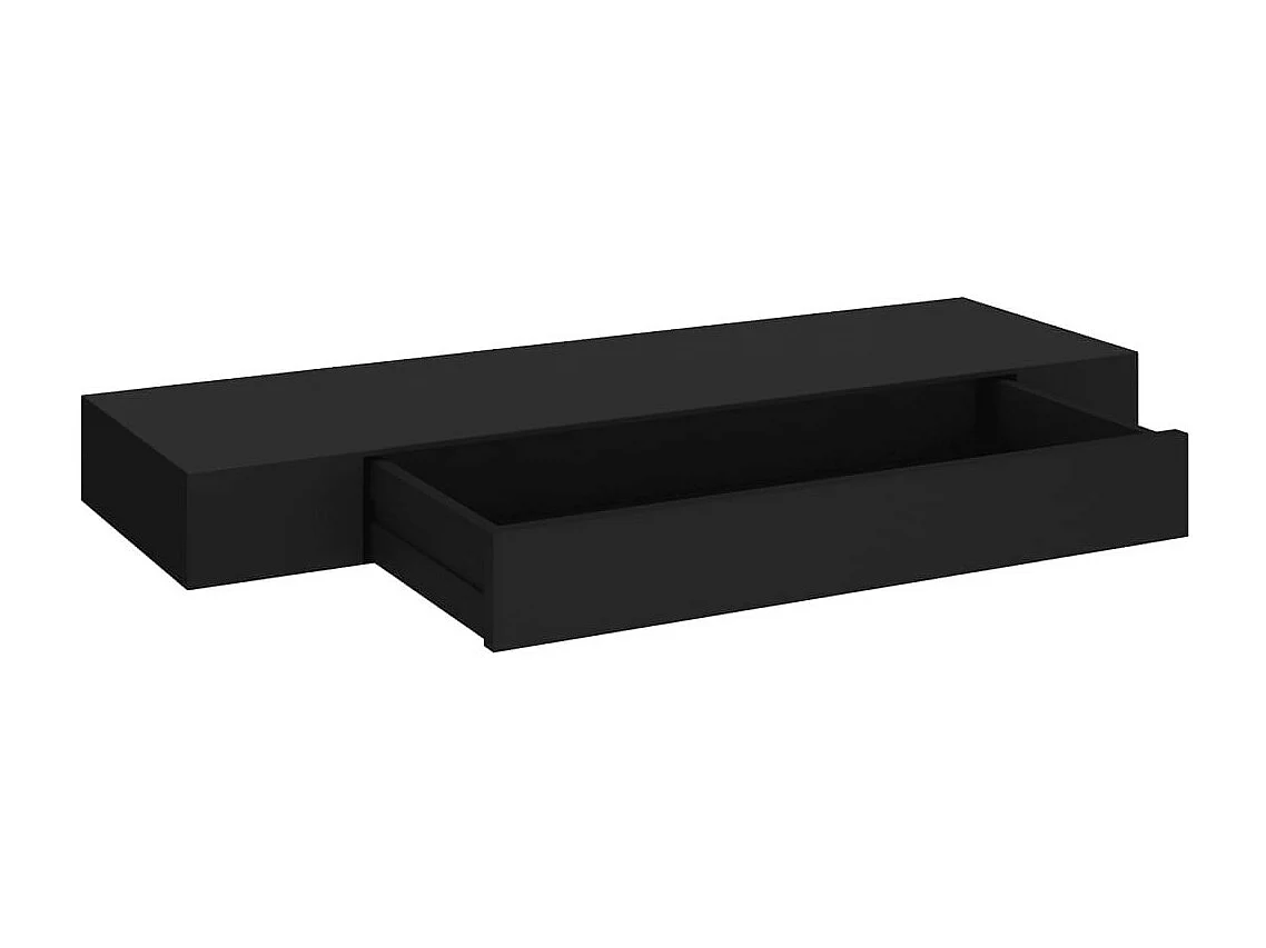 Étagère murale flottante avec tiroir Noir 80x25x8
