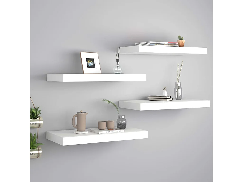 Étagères murales flottantes 4 pcs Blanc 50x23x3,8 MDF