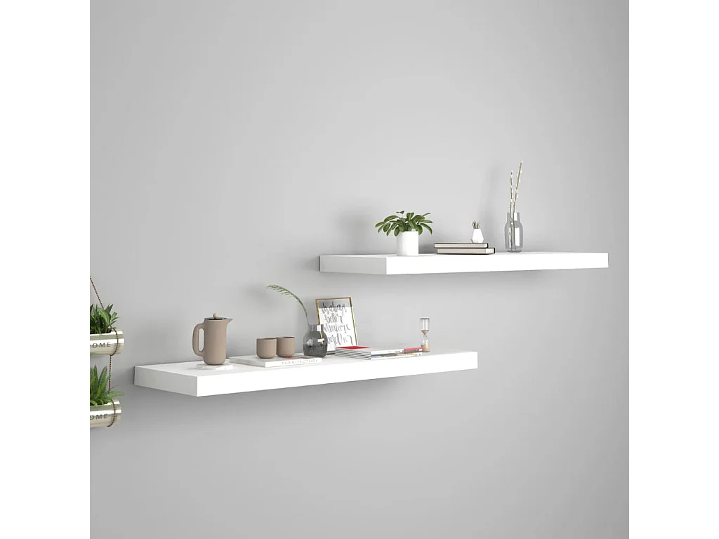 Étagères murales flottantes 2 pcs Blanc 80x23,5x3,8 MDF