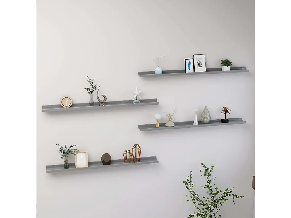 Étagères murales 4 pcs Gris 100x9x3