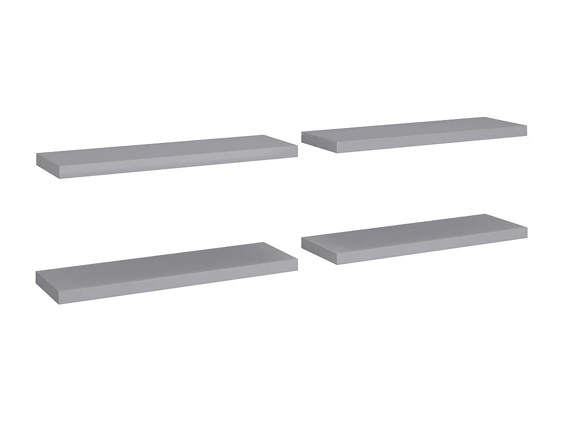 Étagères murales flottantes 4 pcs Gris 80x23,5x3,8 MDF
