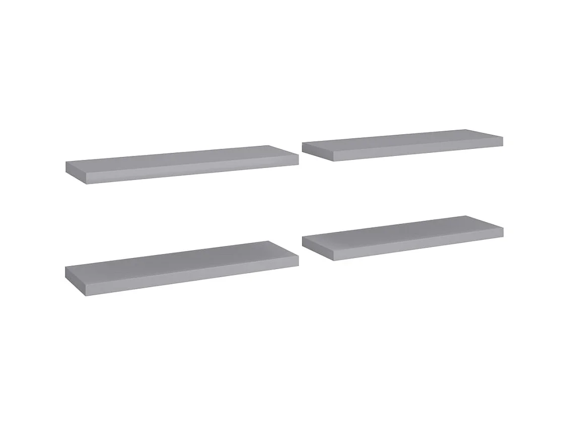 Étagères murales flottantes 4 pcs Gris 80x23,5x3,8 MDF