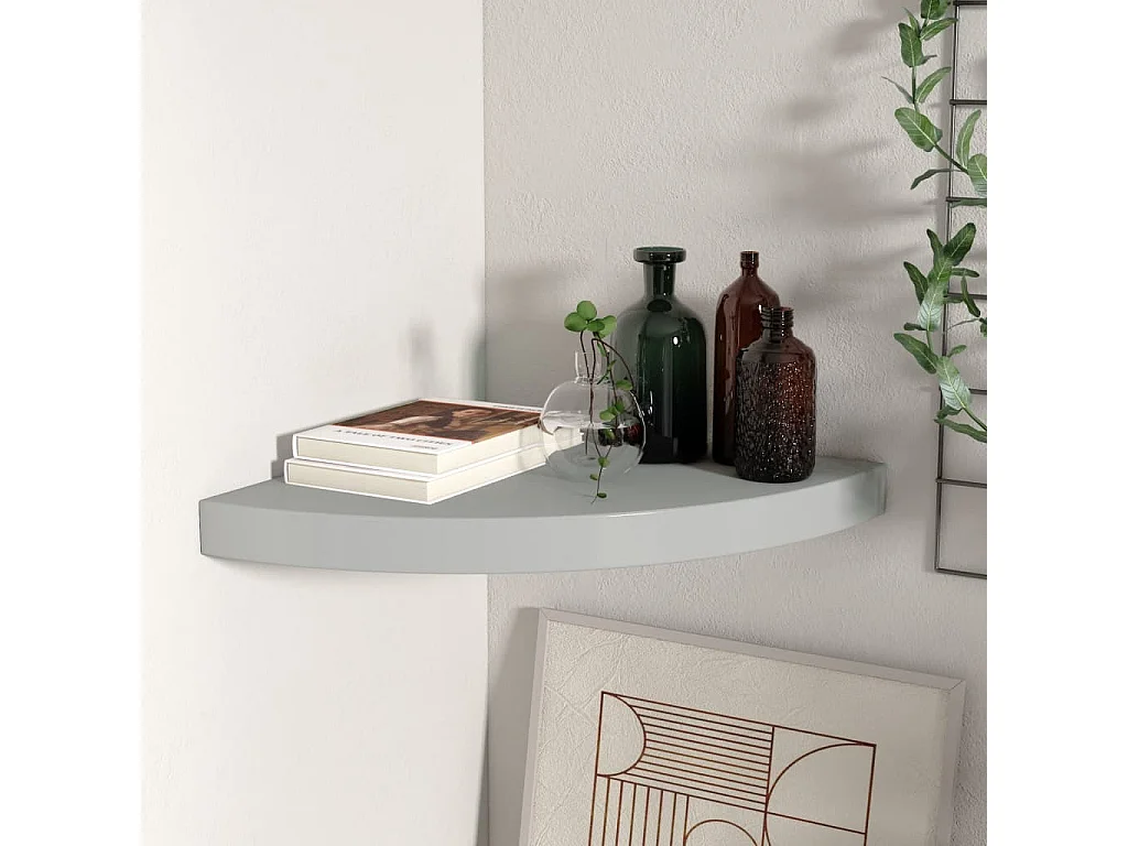 Étagère d'angle flottante Gris 35x35x3,8 MDF