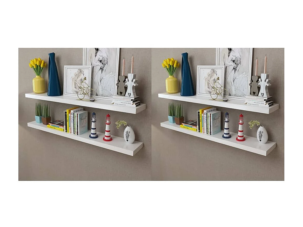 Étagères murales 4 pcs Blanc 120cm