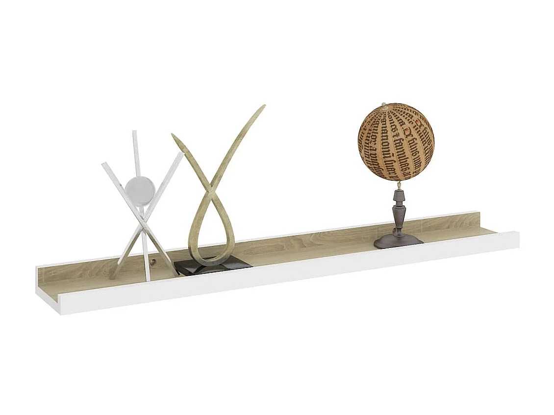 Étagères murales 4 pcs Blanc et chêne Sonoma 60x9x3