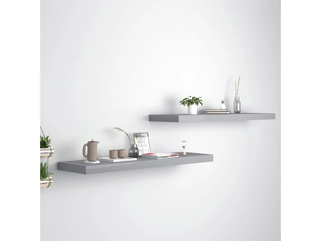 Étagères murales flottantes 2 pcs Gris 90x23,5x3,8 MDF