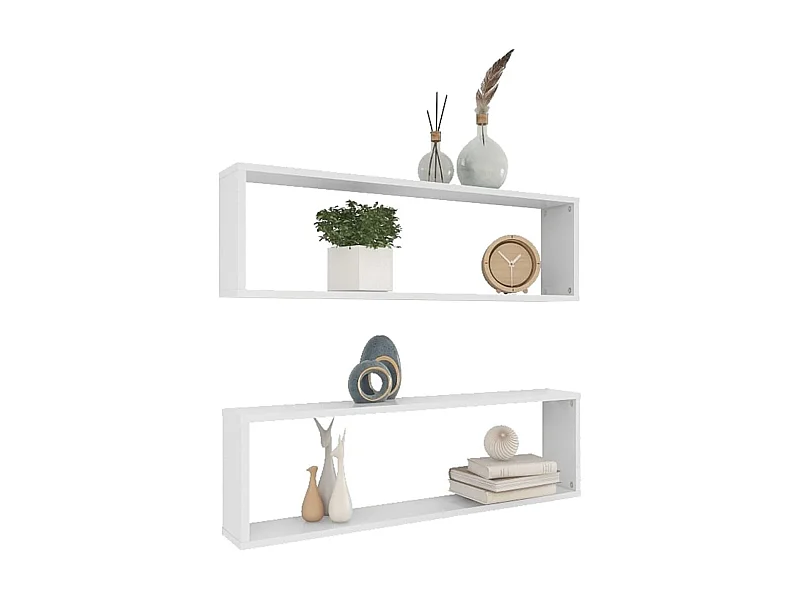 Étagères cube murales 2 pcs Blanc 100x15x30