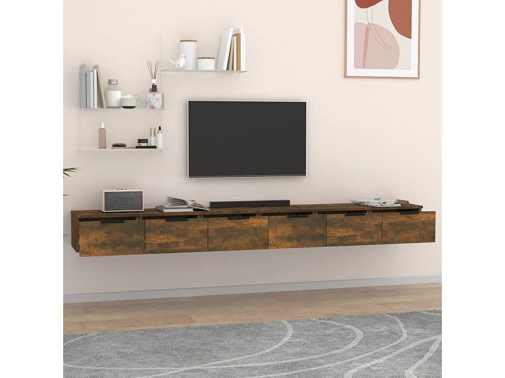 Armoires murales 2pcs Chêne fumé 102x30x20 Bois d'ingénierie