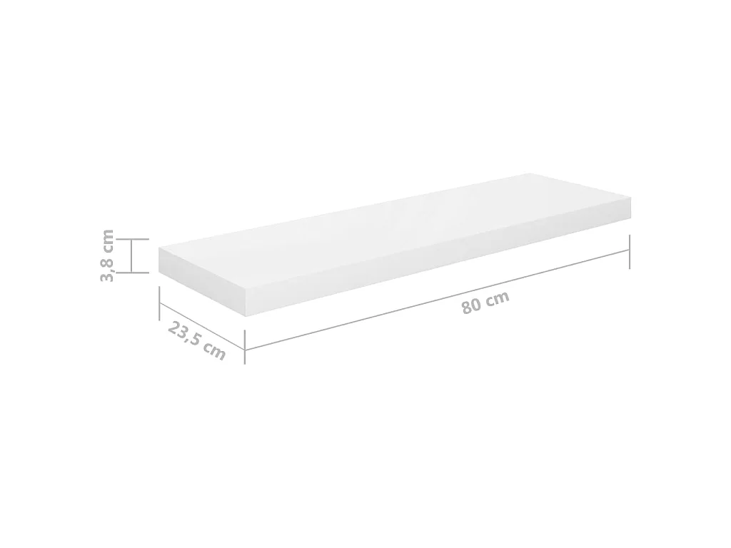 Étagère murale flottante 2 pcs Blanc brillant 80x23,5x3,8 MDF