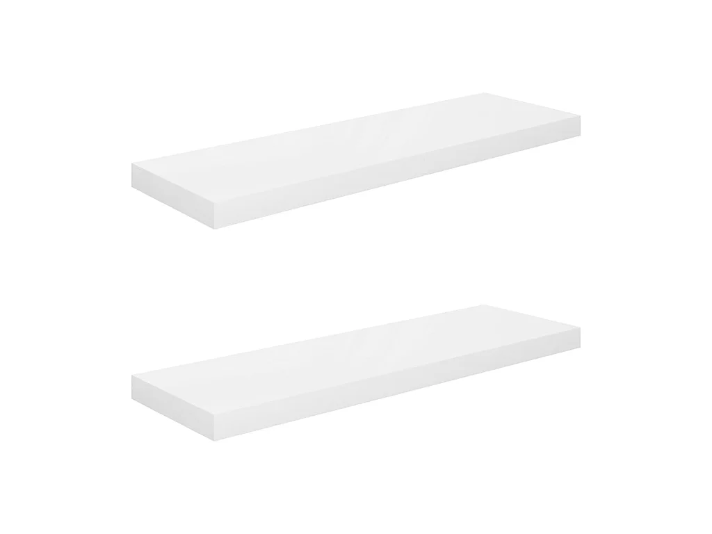 Étagère murale flottante 2 pcs Blanc brillant 80x23,5x3,8 MDF