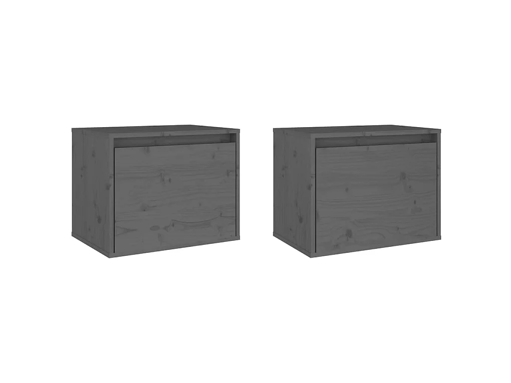 Armoires murales 2 pcs Gris 45x30x35 Bois de pin massif