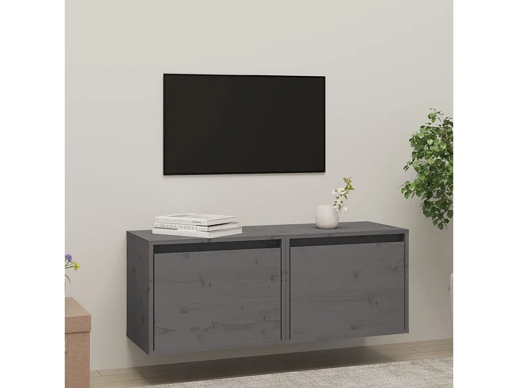 Armoires murales 2 pcs Gris 45x30x35 Bois de pin massif