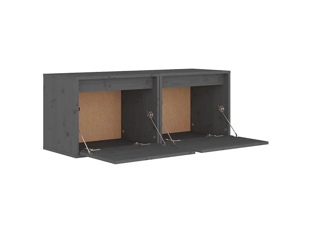 Armoires murales 2 pcs Gris 45x30x35 Bois de pin massif