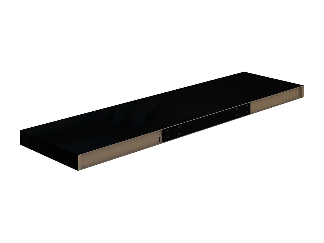 Étagère murale flottante 2 pcs Noir brillant 90x23,5x3,8 MDF