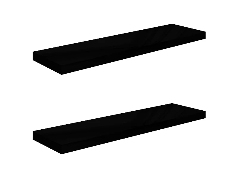 Étagère murale flottante 2 pcs Noir brillant 90x23,5x3,8 MDF