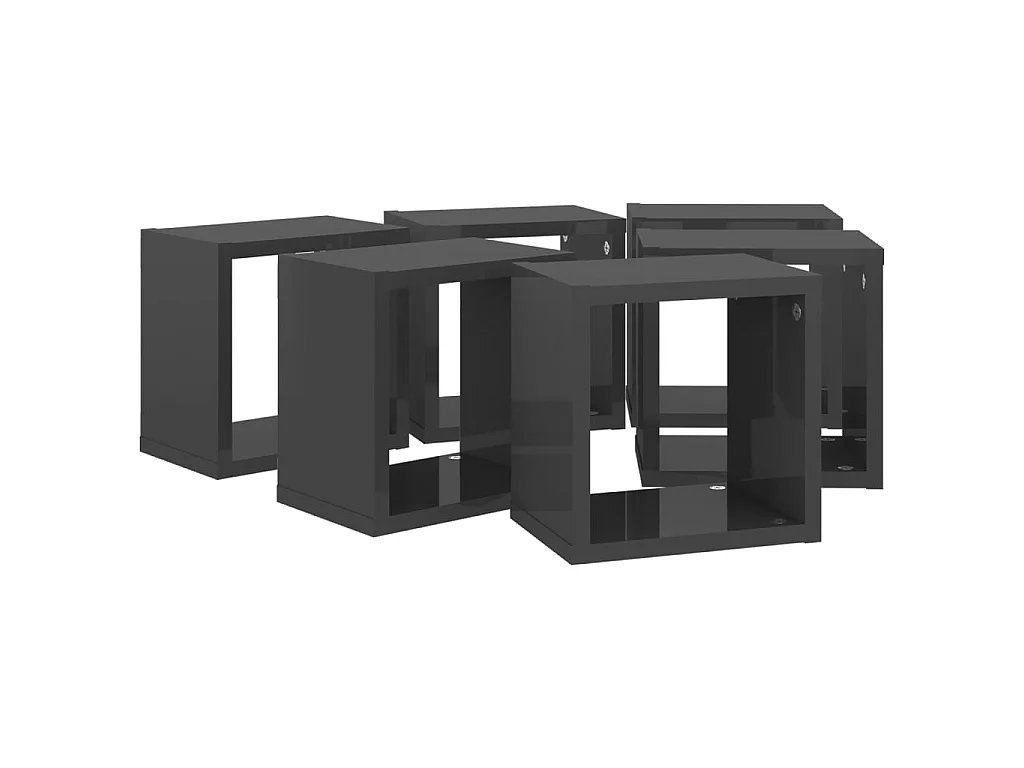 Étagères cube murales 6 pcs Gris brillant 22x15x22