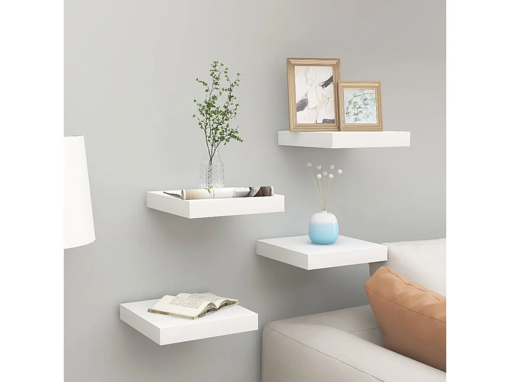 Étagères murales 4 pcs Chêne et blanc 23x23,5x3,8 MDF