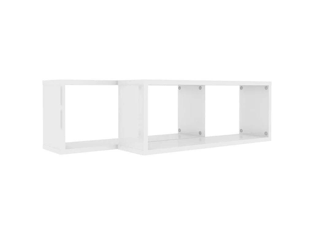 Étagères cube murales 2 pcs Blanc brillant 60x15x23