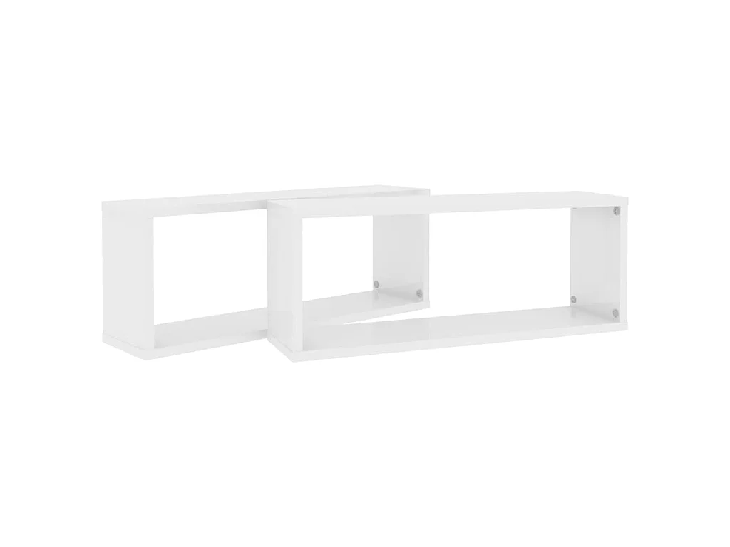 Étagères cube murales 2 pcs Blanc brillant 60x15x23