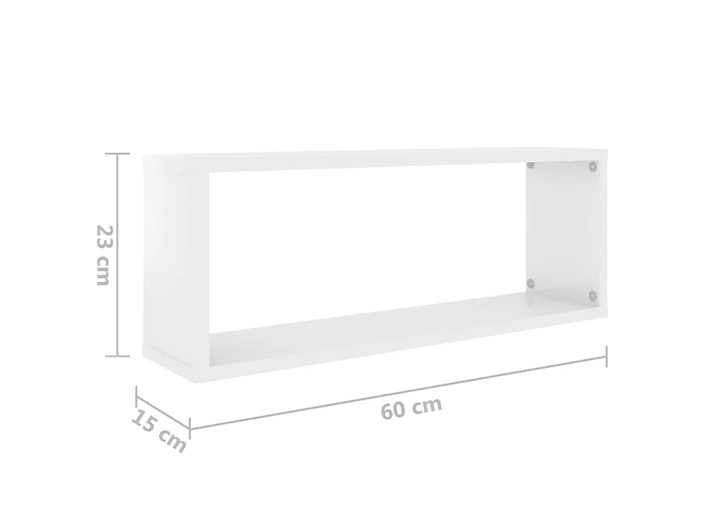 Étagères cube murales 2 pcs Blanc brillant 60x15x23
