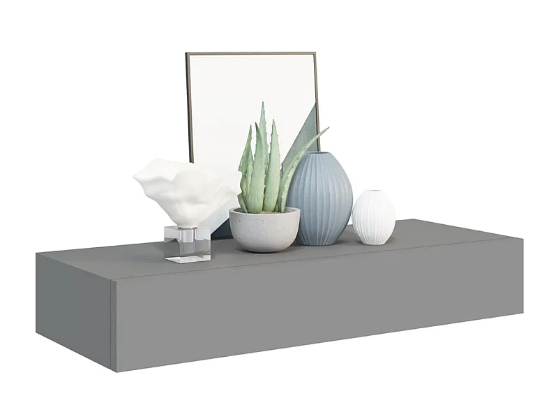 Étagère à tiroir murale Gris 60x23,5x10 MDF