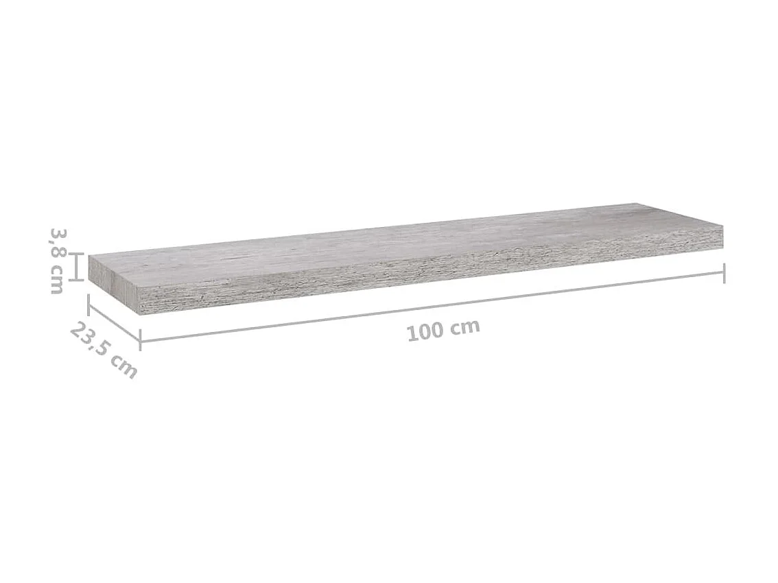 Étagères murales flottantes 2 pcs Gris béton 100x23,5x3,8 MDF