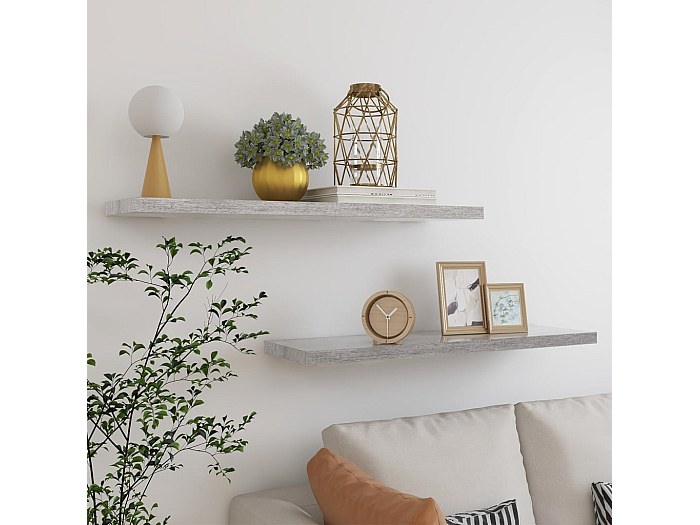 SKM Étagère Flottante En MDF Gris Béton 90 X 23,5 X 3,8 Cm Poids : 2,4 Kg 326603, Étagère Rangement