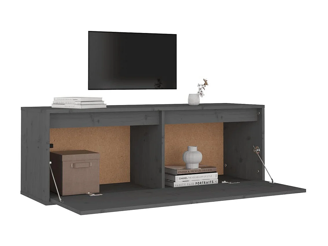 Armoire murale Gris 100x30x35 Bois de pin massif