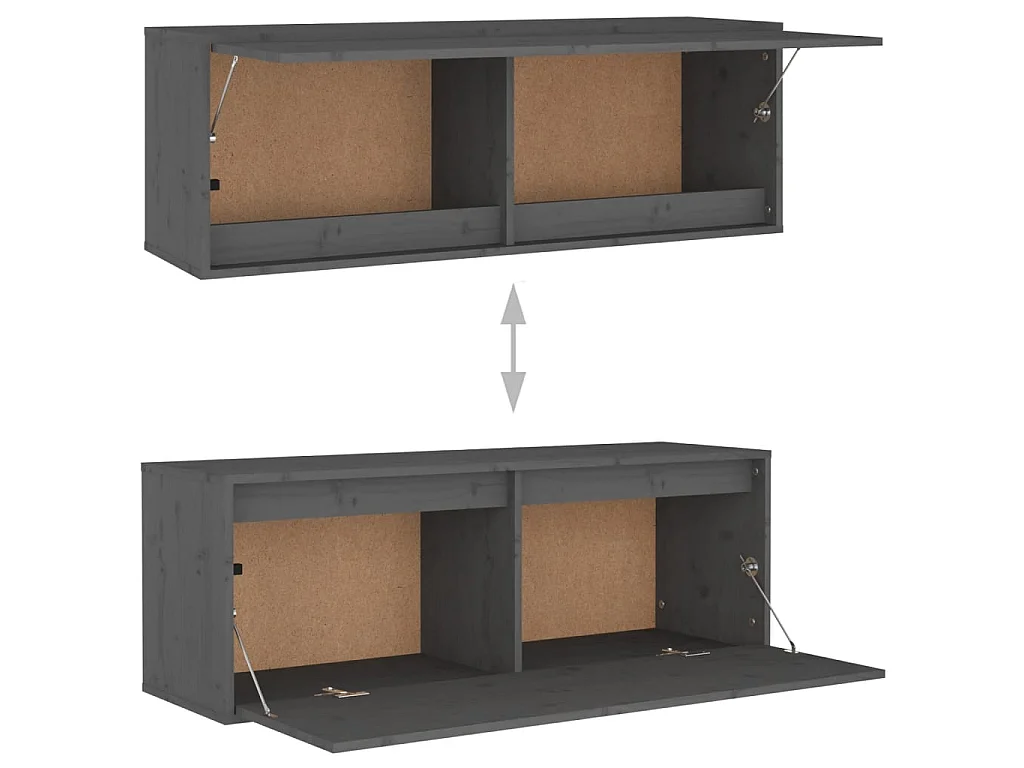 Armoire murale Gris 100x30x35 Bois de pin massif