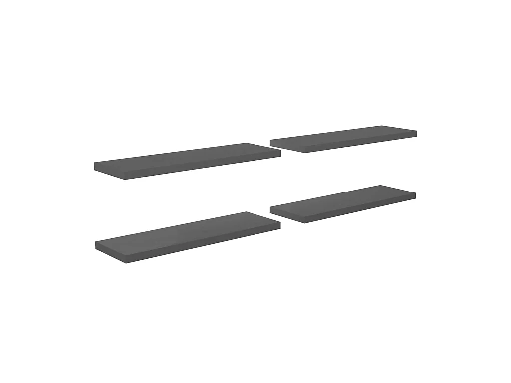 Étagère murale flottante 4 pcs Gris brillant 120x23,5x3,8 MDF