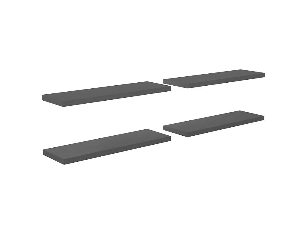 Étagère murale flottante 4 pcs Gris brillant 120x23,5x3,8 MDF