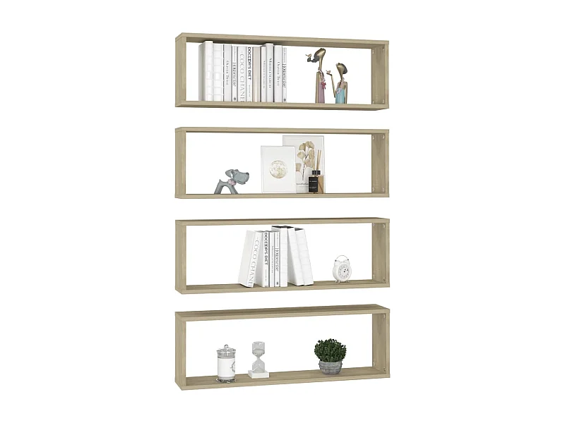 Étagères cube murales 4 pcs Chêne sonoma 80x15x26,5 Bako