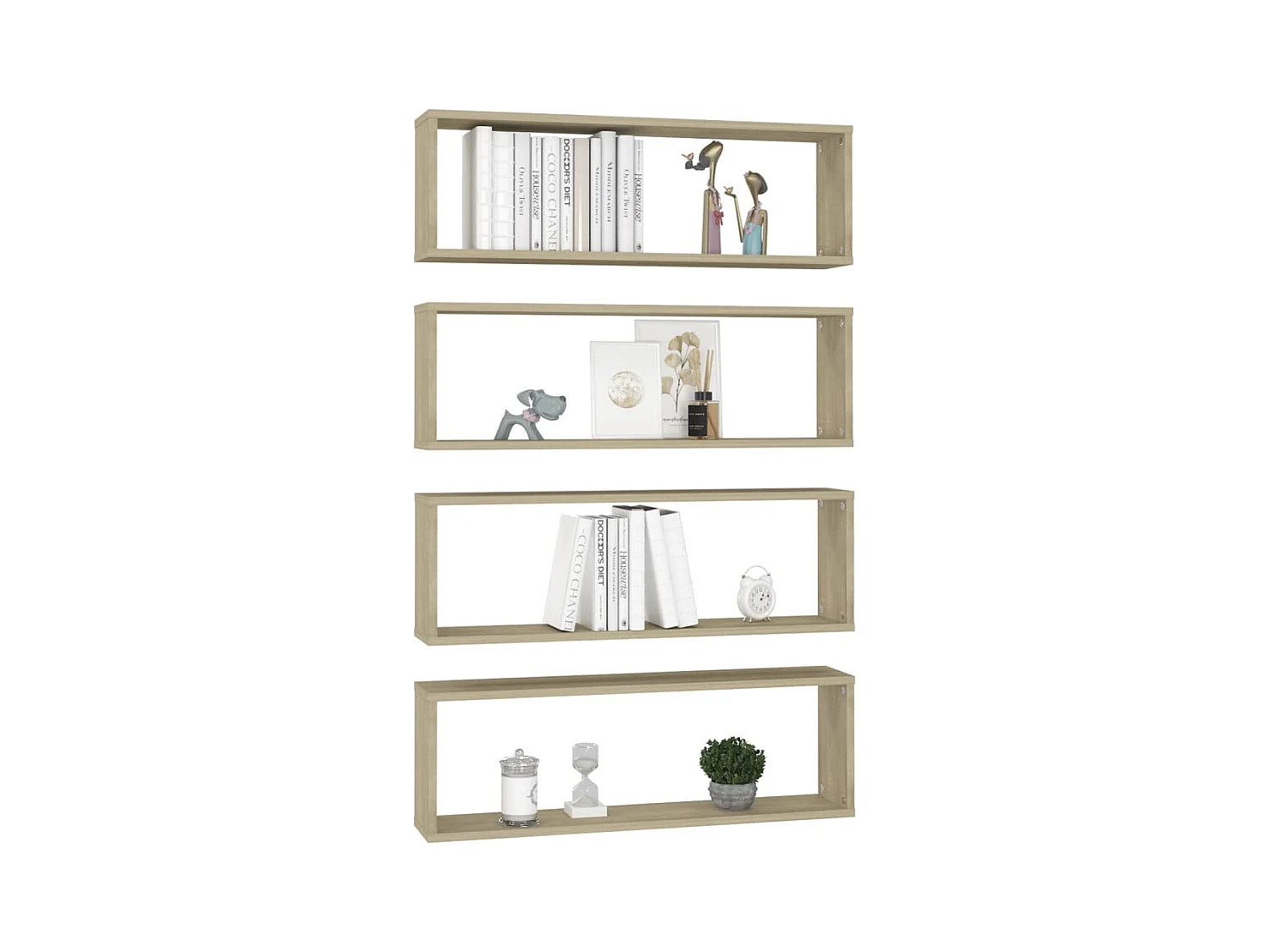 Étagères cube murales 4 pcs Chêne sonoma 80x15x26,5 Bako