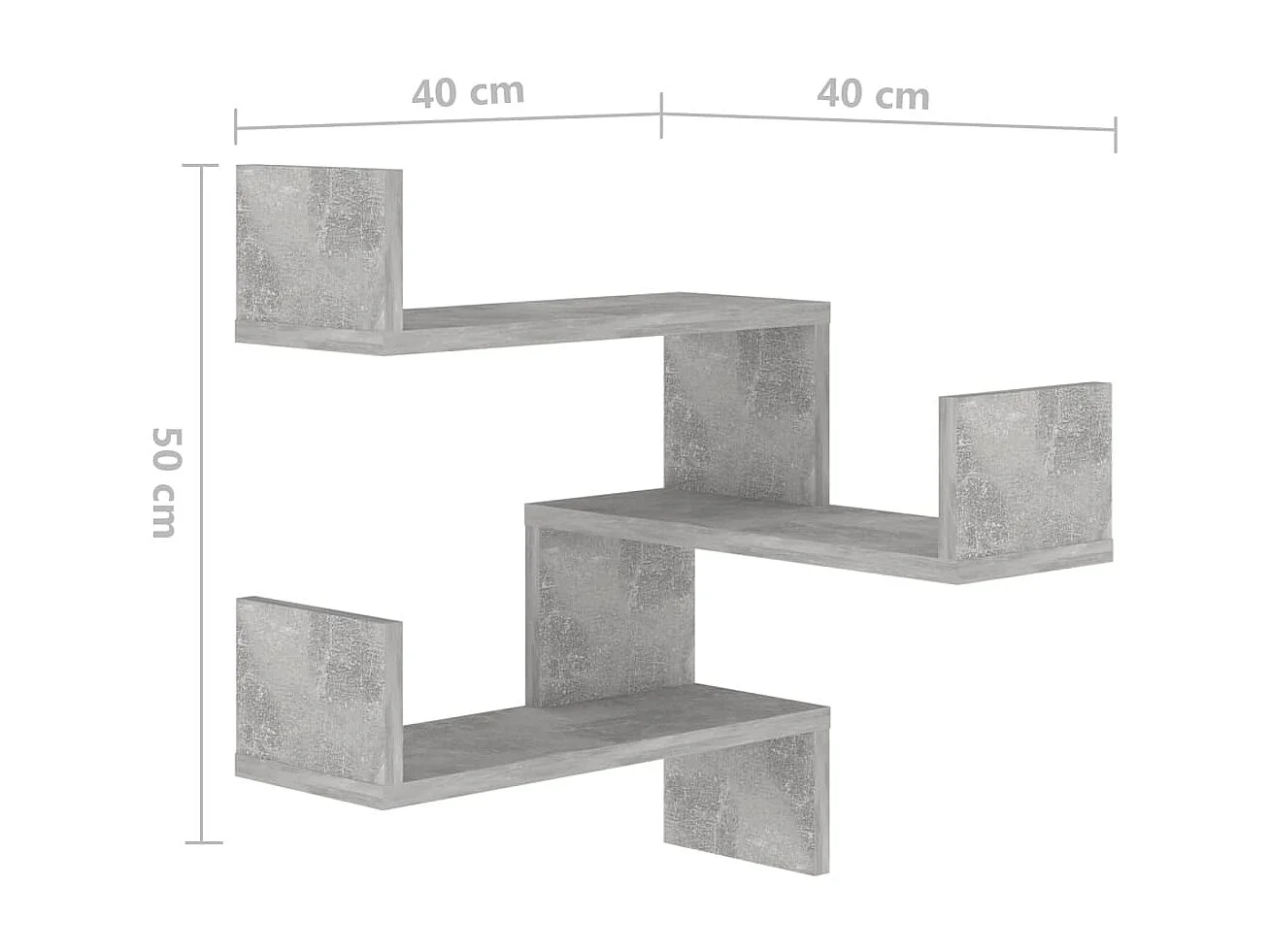 Étagère murale d'angle 2 pcs Gris béton 40x40x50