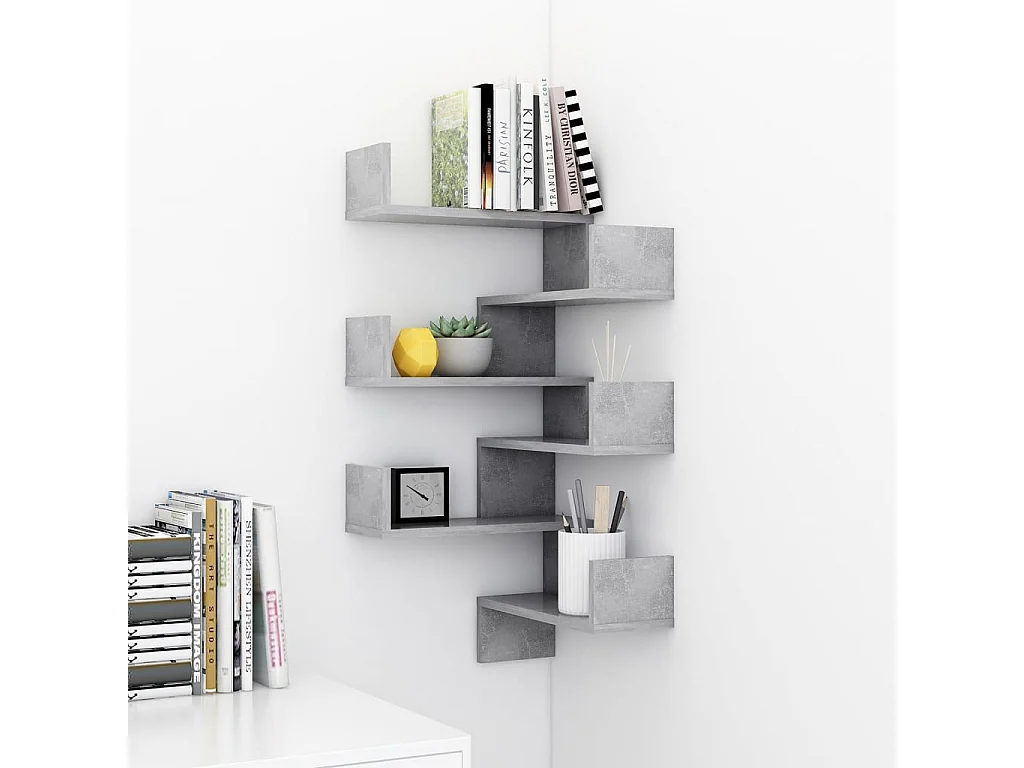 Étagère murale d'angle 2 pcs Gris béton 40x40x50